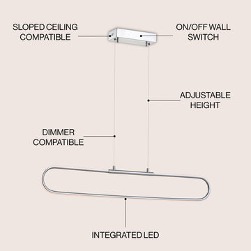 Ned 39" Dimmable Adjustable Integrated LED Metal Linear Pendant - JONATHAN Y